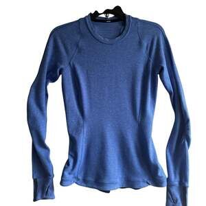 Lululemon Women Runderful Long Sleeve Shirt Size 6 Blue Thumb Holes Workout Run